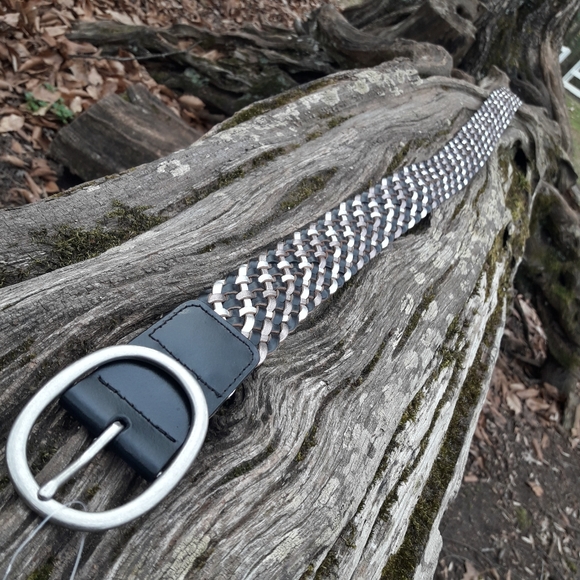 Genuine Leather Belt Braided Woven Real Leather Belt REVERSABLE Multicolor L - Picture 3 of 12